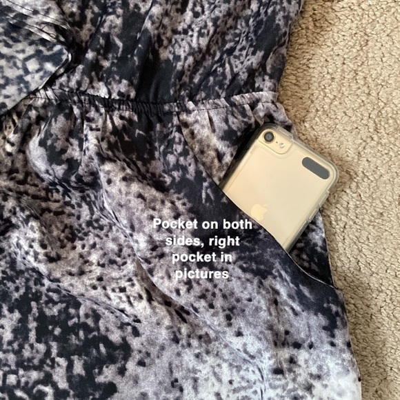 Lush black & grey spotted like patterned, spaghetti strap vacation dress, Large - Picture 6 of 13